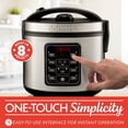 thumbnail image 4 of Gourmia Rice & Grain Cooker & Steamer with One-Touch Controls, Nonstick Pot, 12 Cup Cooked (6 Cup Uncooked) Capacity, Stainless Steel, 4 of 10