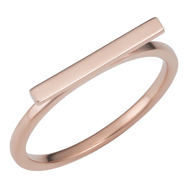 Bague Barre Horizontale 2mm en Or Rose 14k, Taille 8