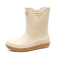 thumbnail image 4 of Beige Mens Rain Boots With Solid Color Letter Design Waterproof Low Top Rubber Comfortable For Spring Summer Casual Outdoor Wear Size 44, 4 of 9