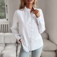 thumbnail image 2 of Pisexur Women's Chiffon Ruffle Blouse Solid Color Long Sleeve Button Down Elegant Collar Neck Shirts Tops, 2 of 8