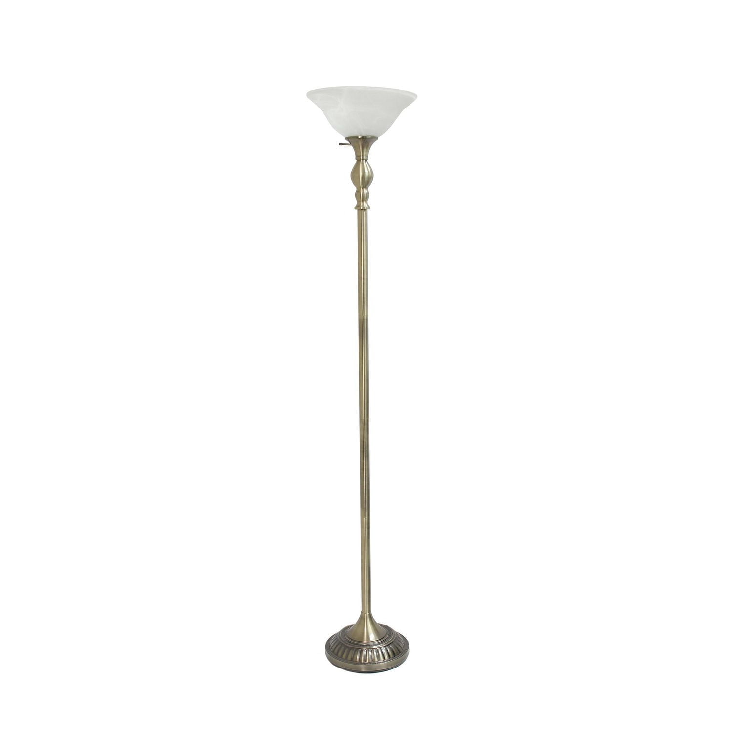 Elegant Designs 1 Light Torchiere Floor Lamp with Marbleized White Glass Shade