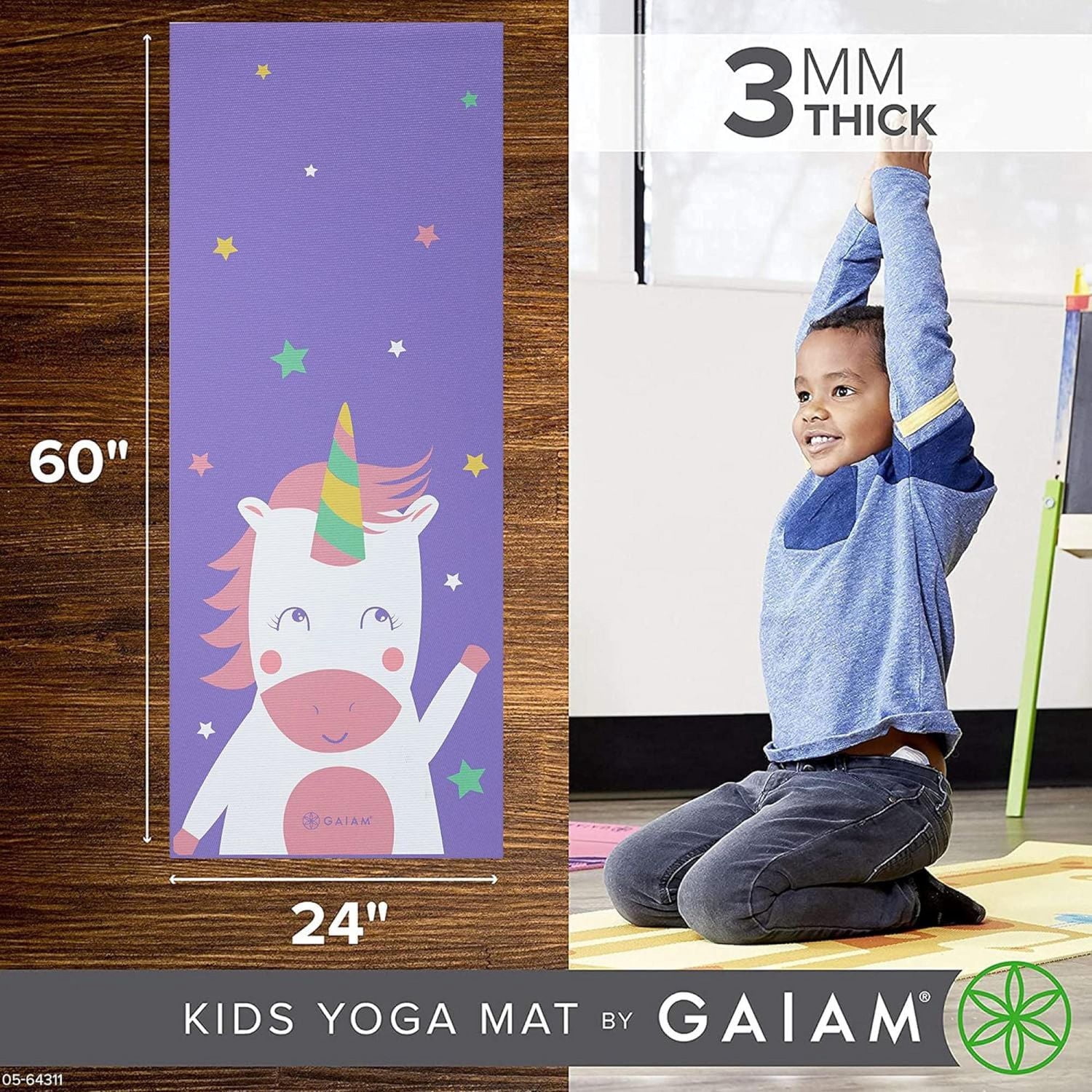 Gaiam 3MM Enfants Tapis Yoga Minte Ores