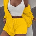 thumbnail image 2 of AherBiu 3 Piece Pajamas Sets Fleece Tank Tops Shorts Cardigans Sherpa Fuzzy Loungewear Homewear, 2 of 7