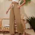 thumbnail image 5 of Timegard Womens Wide Leg Pants Elastic High Waist Drawstring Solid Color Beach Travel Casual Loose Pants, 5 of 5