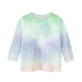 thumbnail image 3 of MeetoTime Haut à Manches 3/4 pour Enfants Décontracté Imprimé Teinture sur Nœuds Col Rond Pull de Base pour Garçons Filles 3-14 Ans Vêtements pour Enfants, 3 of 4
