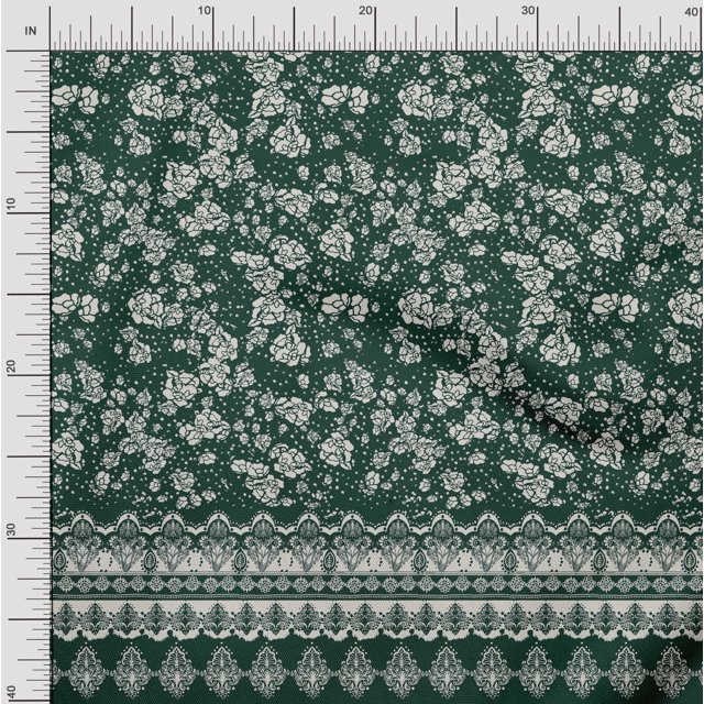 Soimoi Poly Georgette Fabric Artistic Flower Panel Print Fabric by Yard 42 Inch Wide