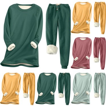 Yuyuzo Sweatsuits for Women Fleece Lined Crewneck Sweatshirts Pants Winter Warm Sherpa Lounge Sets Casual Soft Comfy Loungewear