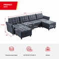 thumbnail image 2 of Puremind Modular Sofa with Storage Ottoman, U Shaped Sectional Couch with Adjustable Armrests for Living Room/Apartmenty, Dark Gray, 2 of 7
