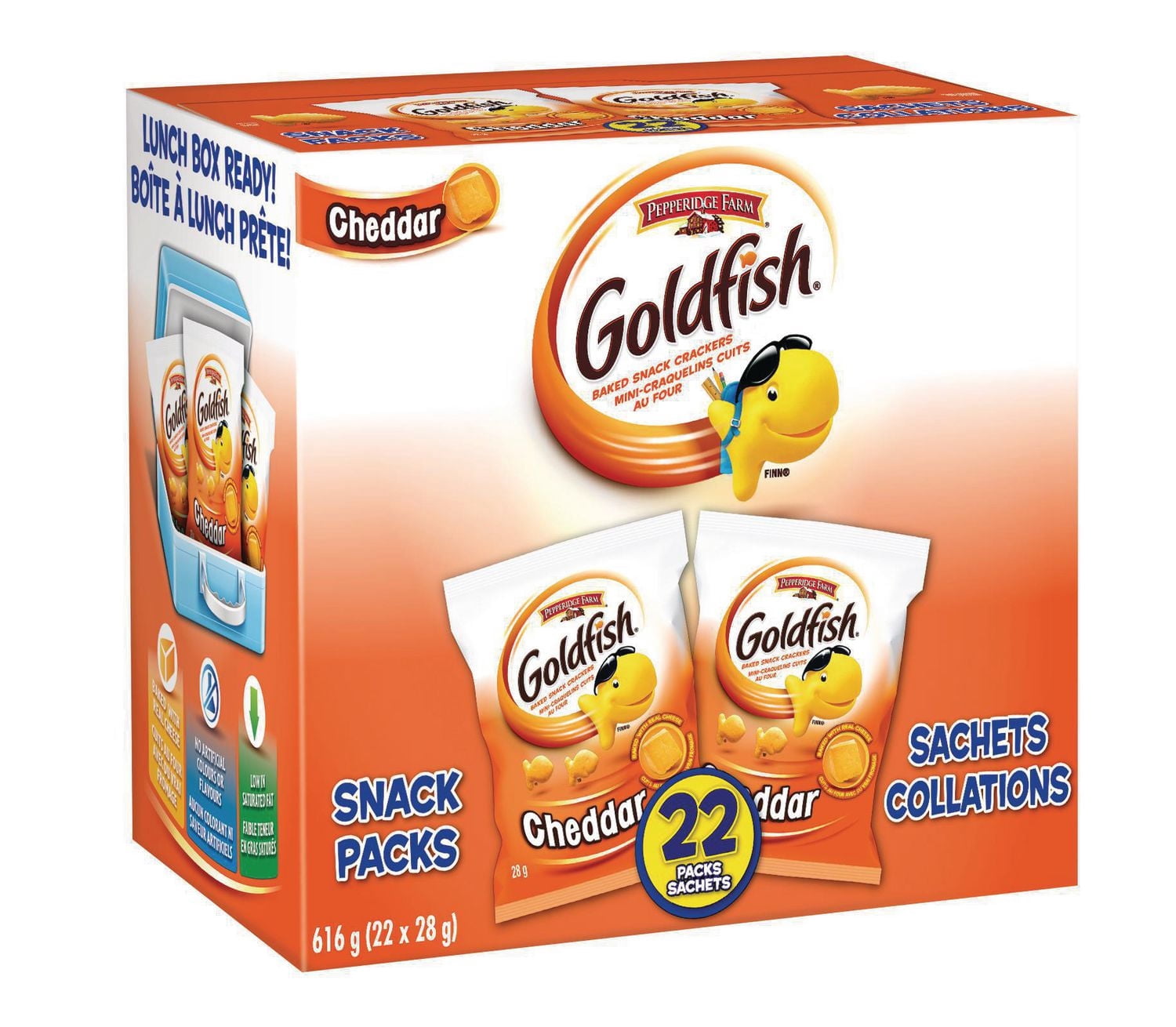 GOLDFISH® CHEDDAR CRACKERS SNACK PACK, 22 x 28G BAGS