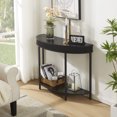 thumbnail image 1 of unipaws Fluted Half Moon Console Table, Modern 2-Tier Black Entryway Console, Sofa Back Table for Living Room (36" Width), 1 of 7