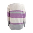thumbnail image 3 of Autumn Winter Women's Knitted V-neck Stitching Button Striped Sweater Top, 3 of 6