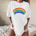 thumbnail image 4 of Haut pour Femme Été Vintage Manches Tombantes Imprimé Arc-en-Ciel Manches Courtes Hauts Blouse, 4 of 7