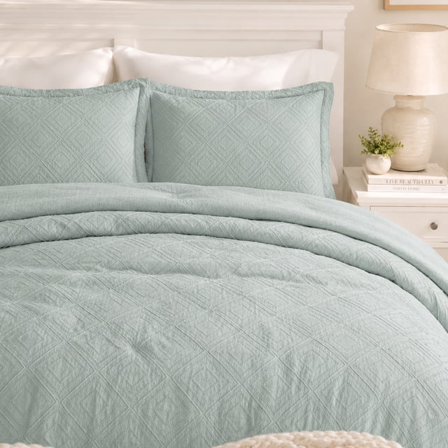 Swift Home Waffle Square Prewashed Duvet Cover Set