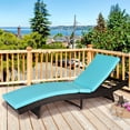 thumbnail image 1 of Costway Patio Rattan Folding Lounge Chair Chaise Adjustable W/Turquoise Cushion, 1 of 10