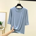 thumbnail image 2 of Timegard Hauts pour Femmes Col Rond Manches 3/4 Blouse Ample Confortable Décontractée Couleur Unie Pyjama T-Shirt Hauts, 2 of 6