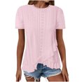 thumbnail image 1 of Timegard Hauts d'Été pour Femmes Épaules Tombantes Col Rond à Volants Irréguliers Tee-Shirts Décontractés Confortables, 1 of 7