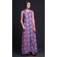 thumbnail image 3 of Bimba Robe Longue Florale pour Femme, Fête, Col en V, Fente avant, Sans Manches, Maxi - Grande, 3 of 5