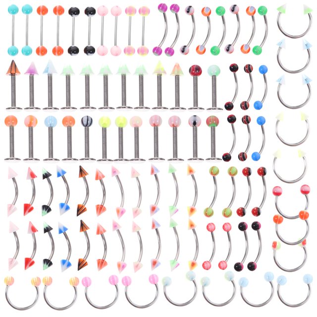 EIGTHTAIL 1 Set Body Jewelry Piercing Kit Eyebrow Navel Tongue Lip Bar Nose Rings Decors