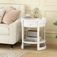 thumbnail image 2 of Gymax 2PCS Nightstand w/ Shelf & Wood Grains Drawer Round End Table for Living Room, 2 of 10