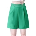 thumbnail image 1 of Timegard Womens Dressy Shorts Plus Size Elastic High Waisted Comfy Ruched Straight Leg Work Casual Shorts, 1 of 7