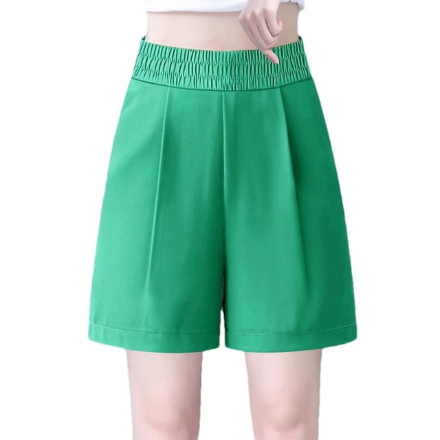Timegard Womens Dressy Shorts Plus Size Elastic High Waisted Comfy Ruched Straight Leg Work Casual Shorts