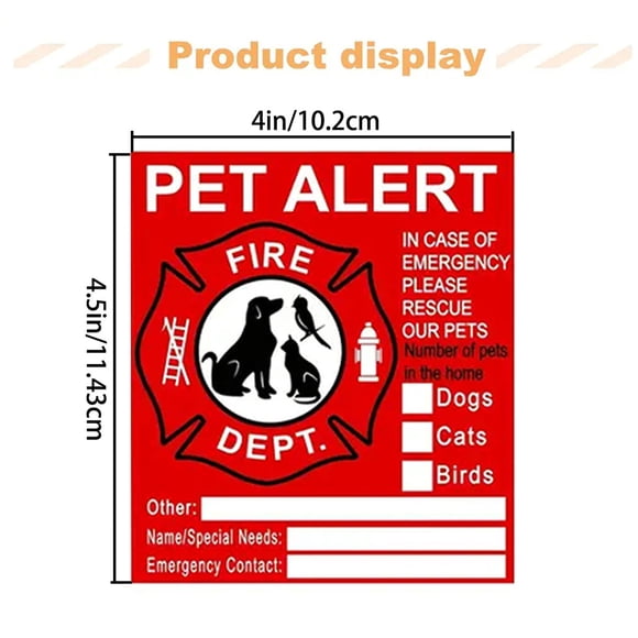 10 Pcs Autocollant Alerte Incendie pour Animaux, Autocollant Alerte Incendie sdhkgrrt pour Animaux, Décalque de Sécurité d'Urgence pour Fenêtres et Portes, Panneau d'Avertissement de Sauvetage des Pompiers, Décalque Adhésif d'Alerte pour Animaux 4 X 6 Pouces pour la Maison