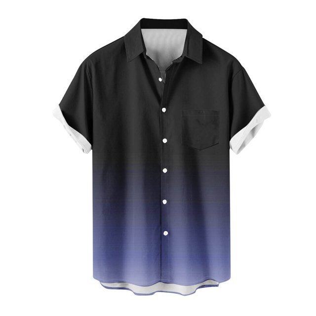 fatyb Button down Shirts for Men Short Sleeve Lightweight Beach Shirts Summer Gradient Collar Blouses