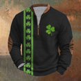 thumbnail image 3 of Penkiiy St Patricks Day Shamrock Patch Chest Print 1/4 Zip Sweatshirt 4XL Multicolor, 3 of 3