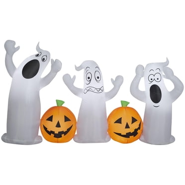 Halloween Inflatable Ghost Trio with Jack-O'-Lanterns
