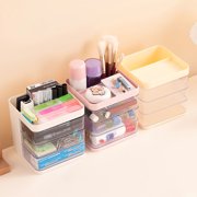 pstuiky Rotating Drawer Desk Organizer 3-Compartment Makeup & Office Supply Storage Box Transparent Plastic Desktop Organizer