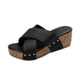 thumbnail image 2 of Gspmoly Sandales à Enfiler pour Femmes, Pantoufles Décontractées Mode pour Femmes à Bout Rond, Chaussures de Plage Confortables Décontractées, Pantoufles de Maison pour Femmes Noir 43, 2 of 9