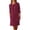 Wine, variant on Ohufall Cotton Linen Dresses for Women Summer Fall V Neck Tie Flowy Thin Casual Dress 3/4 Sleeves Solid Lightweight Comfy Long Dress