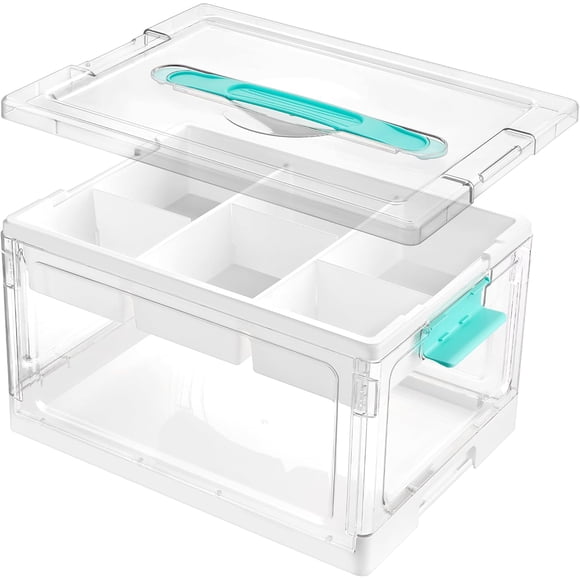 QT Clear Plastic Craft Organizers and Storage Box with Removable Trays and Dividers Art Supply Organizers and Storage Ideal Containers for Craft Supplies