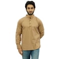 thumbnail image 1 of Atasi Kurta Court Ethnique pour Homme Brun Pâle Col Mandarin Chemise en Coton-TG, 1 of 7