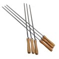 thumbnail image 1 of Brochettes Kebab BBQ en Acier Inoxydable avec Poignées en Bois, Bâtons de Brochettes Plats Réutilisables en Métal avec Pochette de Rangement, 6 Pcs, 1 of 6