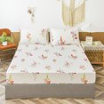 thumbnail image 2 of Move Over 4 pcs Floral Sheet Set King Botanical Fitted Sheet Flowers Pattern All Around Elastics Deep Pocket Sheet, 2 of 8