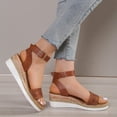 thumbnail image 1 of Mefallenssiah Women'S Slope Heel One Line Buckle Mules Middle Heel Slippers Roman Sandals, 1 of 7