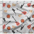 thumbnail image 2 of Soimoi Musical Instruments Print, Velvet Fabric, Decor Sewing Fabric by The Yard 54 Inch Wide,Decorative Fabric for Upholstery and Home Accents, Orange, 2 of 5