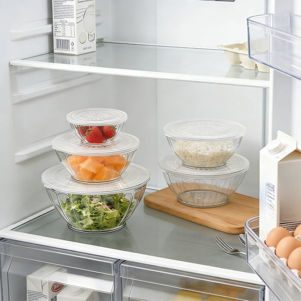 Glass Mixing Bowls with Lids Set, 5-Pieces Glass Bowls for Food