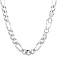 thumbnail image 1 of Collier Chaîne Figaro en Argent Sterling Rhodié, 7.0mm, 22 Pouces, 1 of 1