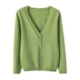 thumbnail image 1 of Cardigan Manteau Doux en Tricot pour Femmes, Mode Durable, Printemps et Automne, Décontracté, Ample, Uni, Manches Longues, Col en V, à Boutons - Hontri, 1 of 4