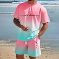 thumbnail image 2 of SHIXIAOO Male Print Short Sleeve T Shirt and Shorts Two Piece Set with All Print Print Shirt and Quarter Pants Set Pinstripe Suit Jacket Men Suite for Man Suite for Teens Graduation Suits for Men, 2 of 5