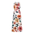 thumbnail image 4 of Pisexur Robes pour Femmes à Col en V Sans Manches Robe Maxi Taille Élastique Robe Évasée à Étages Robe d'Été Mode à Imprimé Floral Robe de Bal d'Été Décontractée Ample Longue Robe Confortable Fluide Robe Portefeuille pour Plage Vacances, 4 of 5