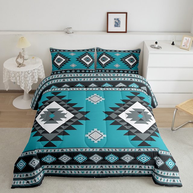Erosebridal Boho Aztec Bedding Twin Comforter Set, Retro Geometry Down Comforter, Tribal Hippie Style Decor, 2pcs