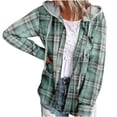 thumbnail image 2 of Meichang Women's Plaid Button Front Long Sleeve Drawstring Hoodie Jacket,Womens Shacket Jacket Plaid Hooded Shirt Jackets, 2 of 9