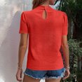 thumbnail image 4 of hotojiny Spring Tops for Women Solid Color Crew Neck Loose Blouse Lightweight Textured Puff Short Sleeve Back Keyhole Shirt Beach Vacation Clothes for Women, 4 of 7