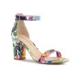 thumbnail image 1 of BLISSFUL STEP Women's Shoes Solid Color Open Toe Block High Heels Summer Sandals Blue White 7, 1 of 7