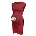thumbnail image 4 of HWRETIE Robe de Maternité Imprimée pour Femmes Robe Courte Décontractée Accessoire Photo de Grossesse Tenue pour Futures Mamans, 4 of 6