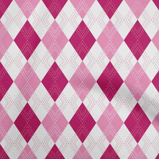 oneOone Polyester Spandex Magenta Fabric Check Argyle Sewing Craft Projects Fabric Prints By Yard 56 Inch Wide