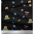thumbnail image 3 of Soimoi Poly Georgette Fabric Planet,Animal & Spaceship Cartoon Printed Craft Fabric by The Yard 42 Inch Wide, 3 of 3
